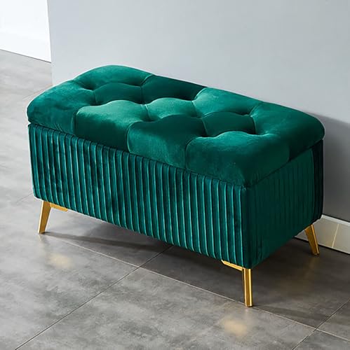 Banc de bout de lit en velours moderne avec coffre pour ranger la chambre