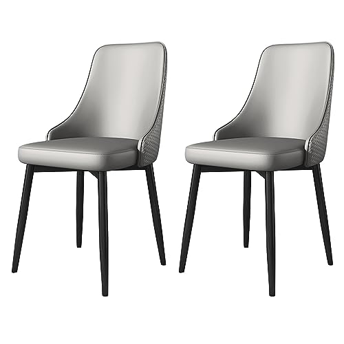 Juego de 2 sillas de comedor modernas de piel sintética, elegantes sillas laterales de metal negro para cocina, comedor y cafetería, ergonómicas y fáciles de limpiar