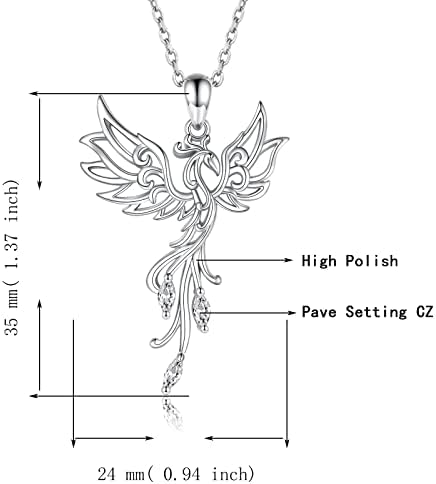 Amazon.com: 925 Sterling Silver Rising Phoenix Necklace Pendant Rise ...