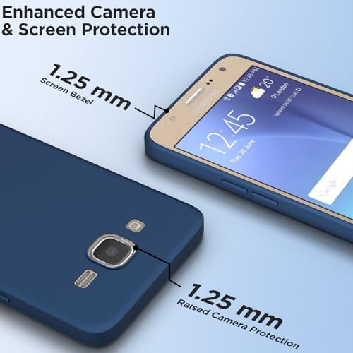 Image of Outlouders Back Cover for Samsung Galaxy J7 2015 / J7 / J7 Nxt | Camera Protection | Durable Soft Matte Silicone Bumper Case (Blue)
