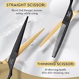 JASON Friseurscheren Profi - Haarschneideschere&Effilierschere 6.5' Haarschere Friseurschere für Friseur/Anfänger, Schwarzes Gold
