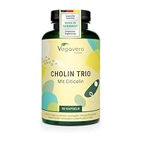Cholin Kapseln | Einzigartig: 3 Formen | Bitartrat, Citicolin & Phosphatidylcholin | Leber - Fettstoffwechsel* | Laborgeprüft | Ohne Zusätze | Von Vegavero
