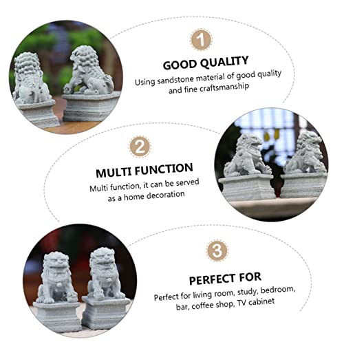 Cabilock 2Pcs Chinese Style Lion Ornament Adorno Para Mesa De Outdoor Turtle Decor Asian Decor For Home Lion Statue Lion Statue Outdoor Forest Animal Figurine Mini Lion Figurines #TOP6