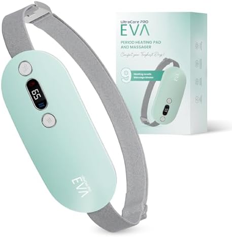 UltraCare PRO EVA Period Heating Pad & Massagers,1 Year Warranty,Period Cramp Relief,Period Pain Relief Products,Cramp Relief,9 Massage & Heating Modes,Velvet Padding,Long Lasting Relief,Multicolor