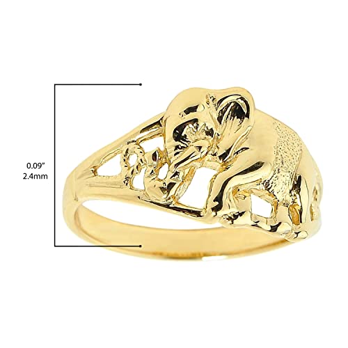 Animal Kingdom 10K Yellow Gold Indian Elephant Open Band Ring - Size 7 #TOP2