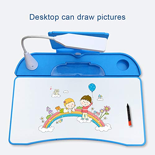 Cantonape Kids Desk And Chair Set, Height Adjustable Children School Study Desk With Tilt Desktop, Bookstand, Led Lamp, Metal Hook And Storage Drawer For Boys Girls, (Blue) #TOP4