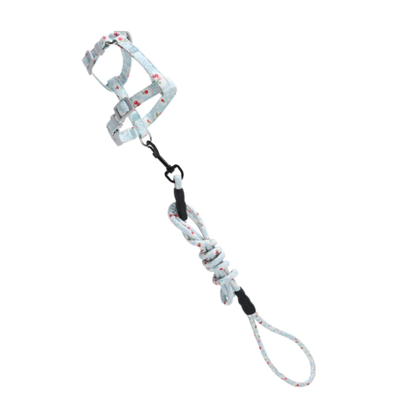 DOITOOL 3piezas Arnés Ajustable para Gatos Correa De Traction Diseño Floral Cinta De Algodón Suave para Paseos Interiores y Exteriores Azul