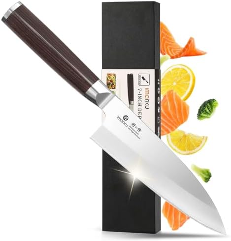 imarku 7 Inch Deba Knife,Ultra Sharp chef knife,Ultimate Japanese...