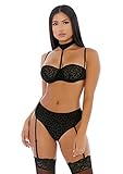 Forplay Women's Lingerie Sets, Black, XL
