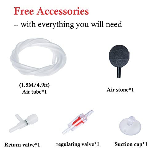 Hitop Single Outlet Aquarium Air Pump, Fish Tank Aerator With Accessories, Quiet Oxygen Pumpfor Small Tank Up To 15Gallon (Single Outlet) #TOP1