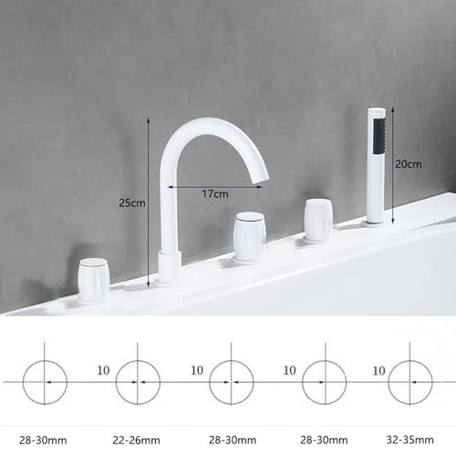Robinet de bain 5 trous en laiton durable gris haut de gamme - 4