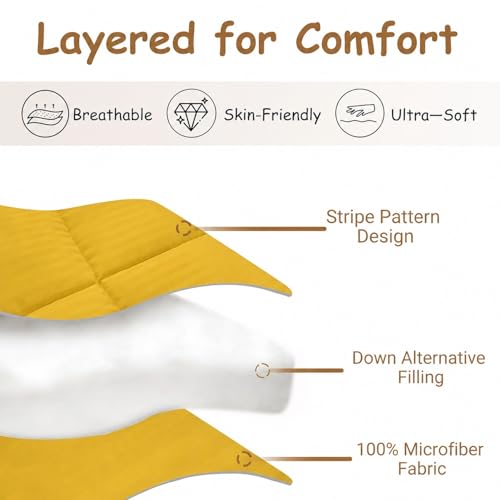 Image of ZPECC Toddler Down Alternative Comforter, 39x47 Hypoallergenic Baby Blanket Quilt, Soft Breathable Lightweight All Season Kids Duvet Insert for Crib Stroller Cot Daycare, Yellow Stripe