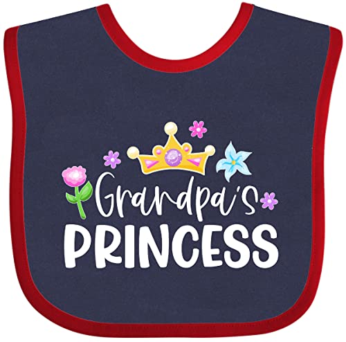 inktastic Grandpa's Princess Crown and Flowers Baby Bib Navy and Red 3d29f