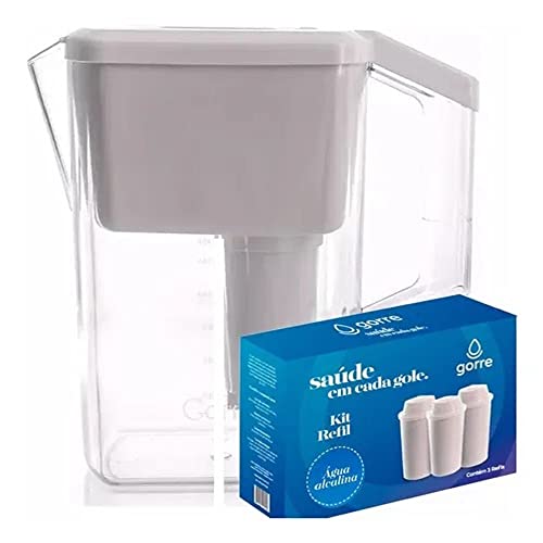 Jarra Magnética Água Alcalina Ionizada + Kit C/ 3 Filtros - Gorre (Branca)