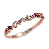 オリジナルジュエリー 桜シリーズ ピンキーリング 9月の誕生石 ピンクサファイア×ダイヤモンド0.01ct 【K10ピンクゴールド(K10PG)】 2号