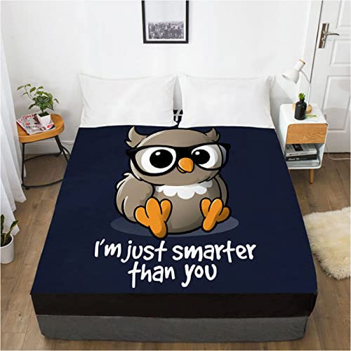 GKLLXC Spannbettlaken 180 x 200 cm Eule Spannbetttücher Spannbetttuch Mikrofaser Spannbettlaken für Boxspringbett & Wasserbett Hochwertig Elastisch Atmungsaktiv Und Weich Cover