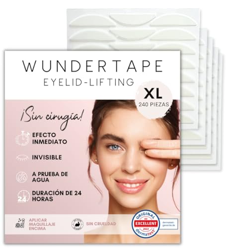 WUNDERTAPE Tiras de párpados para levantar los párpados sin cirugía (impermeable, invisible, 24 horas de agarre, cinta de ojos), rayas invisibles (240 x XL)