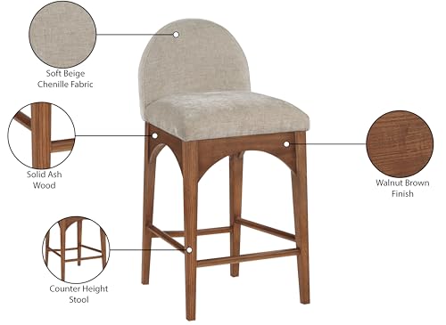 Meridian Furniture Waldorf Beige Chenille Fabric Stool by Meridian Furniture - Image 4