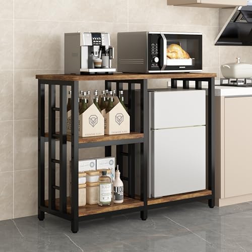 4-Tier Bakers Rack for Kitchens with Storage, Mini Fridge Stand, Microwave Oven Stand Table, Bar Cabinet, Aquarium Stands, Adjustable Shelves Freestadning for Kitchen, Living Room, Office, Patio. by Yaruifnt - Used condition - US$87.54