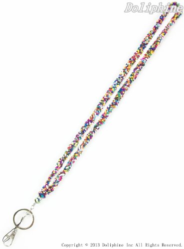 Crystal Mini Seed Beaded Necklace Lanyard Keychain With Clasp For Key/Id/Cell Phone Holder (13 Colors For Choice) (Rainbow) #TOP2