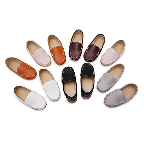 Rvrovic Kids Girls Boys Slip-On Loafers Oxford Pu Leather Flats Shoes(Toddler/Little Kid)(7 M Toddler,Light Khaki) #TOP5
