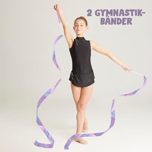 2 Rosa Gymnastikbändern für Kinder & Erwachsene | 2 Meter Band für Tanz, Gymnastik, Rhythmische Sportgymnastik, Zirkus, Bodentraining, Wettkampf | Ballerina-Zubehör | Aerobik®