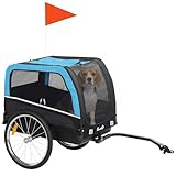 PawHut Dog Bike Trailer, Pet Cart Bicycle Carrier with 20' Air Tires, Quick-Release Wheels, Reflectors, Flag, Dog Cart for Bicycle, for Small and Medium Breeds, Supports up to 44 lbs, Blue