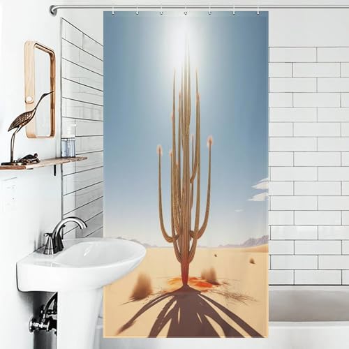 Rideau de douche cactus en polyester lavable pour baignoire 92x183 cm - 6