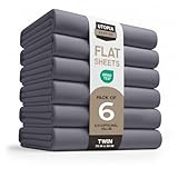 Utopia Bedding Flat Sheets - Pack of 6 - Soft Brushed Microfiber Fabric - Shrinkage & Fade Resistant Top Sheet - Easy Care (Twin, Grey)