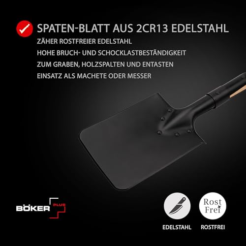 Böker Plus® Shovel M1874 - Deutscher Feldspaten mit Holzstiel - Armee Kurzspaten nach historischen Pionierspaten - Kurze Outdoor-Schaufel mit Tasche für Bushcraft-, Camping-, Survival-Ausrüstung – Bild 4