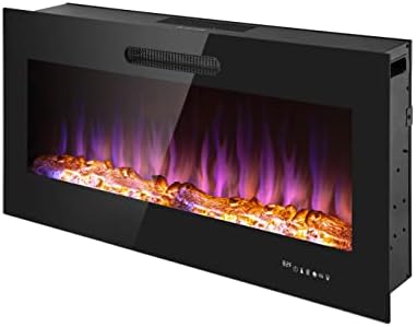 Amazon.com: Prominence Home LED Slim Design Electric Fireplace Insert and  Wall Mounted Fireplace with 1500 Watt Heater, Log u0026 Crystal Ember Options,  Adjustable Realistic Flame and Remote Control, (50 Inch) : Home