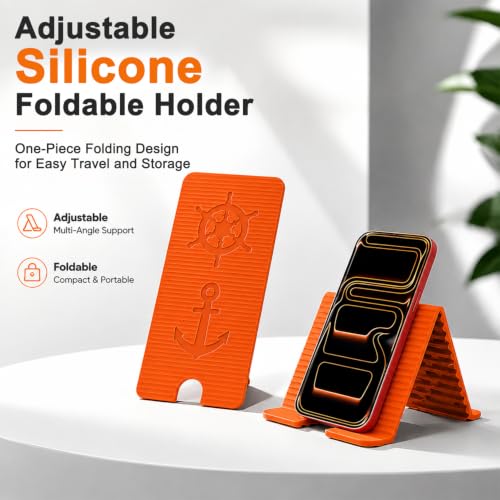 Image of ZORBES Silicone Phone Stand Aluminum Core Foldable Tablet Holder | Multi Angle Adjustable Support for Smartphones Tablets Laptops in Home Office or Travel Use