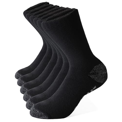 TRADIE Mens 6-Pack Industrial Strength Wool Blend Sock, Black, 7-10