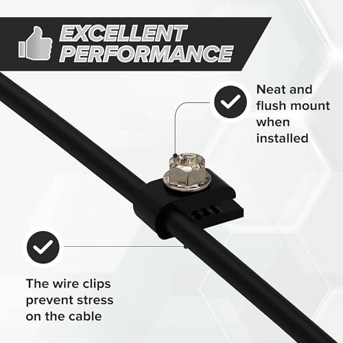 THE CIMPLE CO - Mini Wire Cable Clips, Electrical Wire Cable Clip, 1/10 in (3 mm) Screw Clip and Fastener, Black (100 Pieces per Bag)