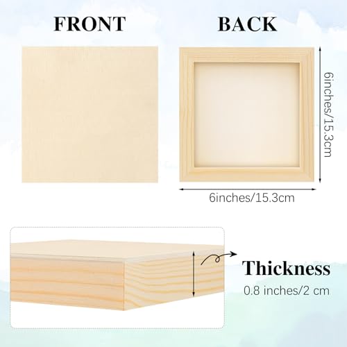 Aodaer 8 Pack Wood Panels 6 x 6 Inch Wooden Panels Canvas Unfinished Craft Wood Boards Panels for Art Crafts Acrylic and Oil Painting Pouring DIY Projects - Thumbnail 2