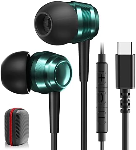 USB C Headphones for Samsung Galaxy S23 S22 S21 S20 A53 USB C Earphones Wired HiFi Audio Stereo Noise Isolating Earbuds with Mic+Volume Control for iPad Pro Air 5 2022 Google Pixel 6 7 Pro 6a Huawei