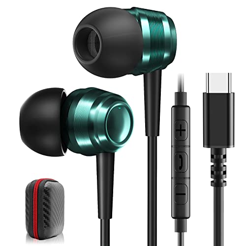 USB C Headphones for Samsung Galaxy S24 S25 Ultra A55 A56 iPhone 16 USB C Earphones Wired HiFi Stereo Type C Headphones with Mic USBC Earphones for iPhone 15 Samsung S24 S23 S22 FE A16 A35 iPad 10th