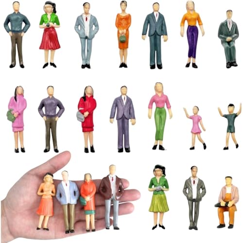 VICDUEKG 14 Pcs Miniature People Figurines 1:25 Scale Tiny People Model Trains Architectural Mini People Figures Sitting and Standing Painted Little Plastic Diorama Figures for Miniature Scenes