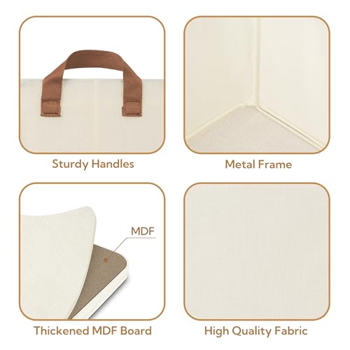 GRANNY SAYS Closet Storage Baskets, Collapsible Fabric Storage Bins with Metal Frame, Clothes Organizer Bins, Large Baskets for Shelves, Ivory, 4-Pack by GRANNY SAYS - Image 5