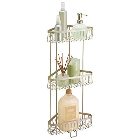 iDesign York Lyra Estantería para baño con 3 cestas de metal inoxidable Cover