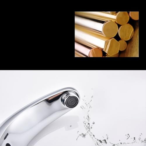 Grifo Automático de Cobre para Lavabo con Sensor Infrarrojo y Control Táctil Plateado 5