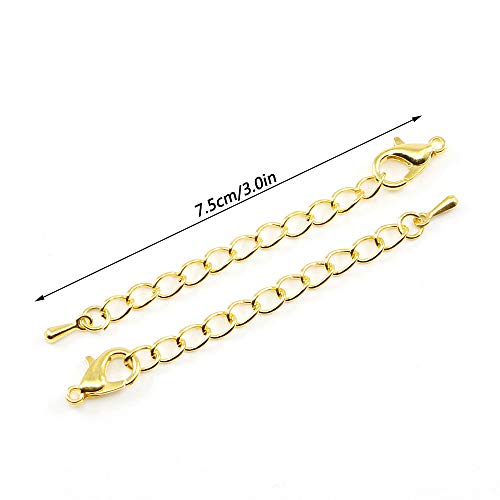 MOTZU 100 Pieces Chain Extension, 3\" Long, Stainless Steel Necklace Bracelet Extender Chain, Pendant Anklet Chain Extenders, Strong Hold, Silver - Thumbnail 4