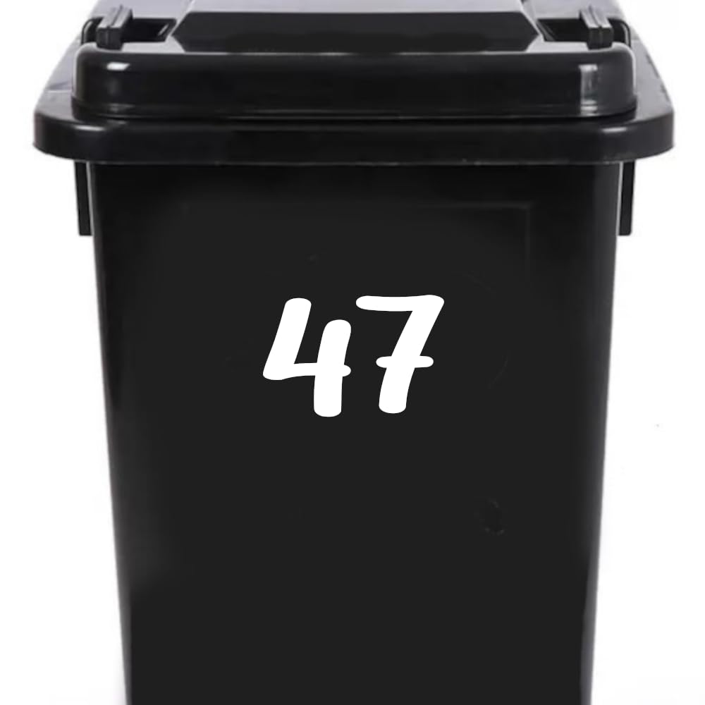 Pack of 4 House Number Wheelie Bin Stickers - Waterproof Decals - Easy-to-Apply - Recycling Boxes - Party Decorations (47) โ image 1