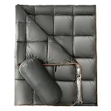 Bafode Camping Blanket Outdoor Puffy Packable Down AternativeTravel Blanket Waterproof Lightweight Camping Quilt for Sleeping Cold Weather Camp Essential for Hiking, Backpacking, Picnic, Stadium Gery