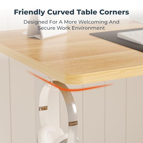 Image of Adjustable Stand Up Desk with Memory Preset, 55 x 24 Inch Standing Desks Electric Desk for Home Office with Splice Board (Maple)