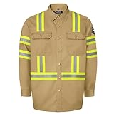 Uno Mejor FR Shirts for Men 7.5oz Welding Shirt, 100% C High Visibility Flame Resistant Welding Jacket, Men's Fire Retardant FR Clothing for Men, Durable Welding Gear, Meet NFPA2112, Khaki-ZRWD XL