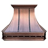 SINDA Classic Hammered Solid Copper Range Hood with High Airflow Cenrtifugal Blower, Stainless Steal Vent with Liner and Internal Motor, Baffle Filter, H3 302127ST, 30'Wx27'H, Wall Mount