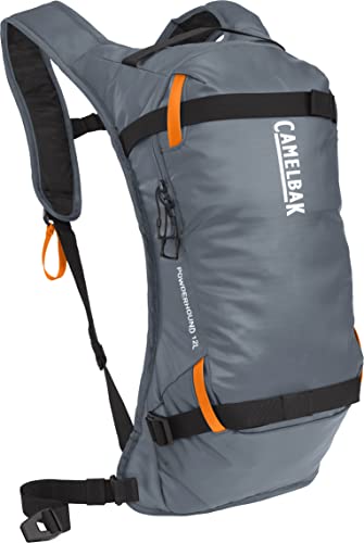 CamelBak Powderhound 12 Snow Hydration Pack, 70oz – Insulated Winter Hydration Backpack - Lift Access Quick Release Harness, Grey/Orange