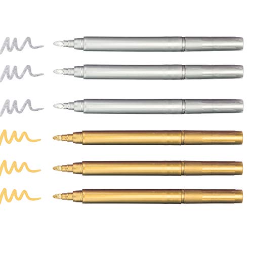Baker Ross Metallic-Filzstifte in Gold und Silber – Kreatives Bastelmaterial für Kinder für weihnachtliche Bastelarbeiten und Dekorationen (6 Stück)
