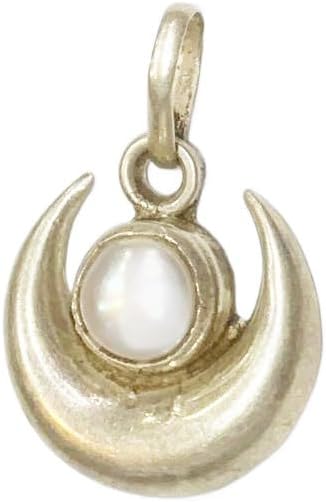 MOON PEARL/CHAND MOTI LOCKET IN SILVER 2 * 2 CM APPX. : Amazon.in ...